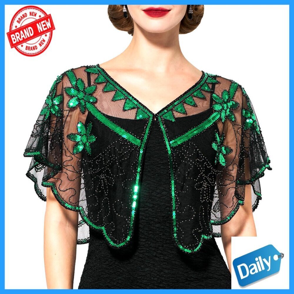 Sequin Beaded Evening Shawl Wrap Gatsby Flapper Party Accessory